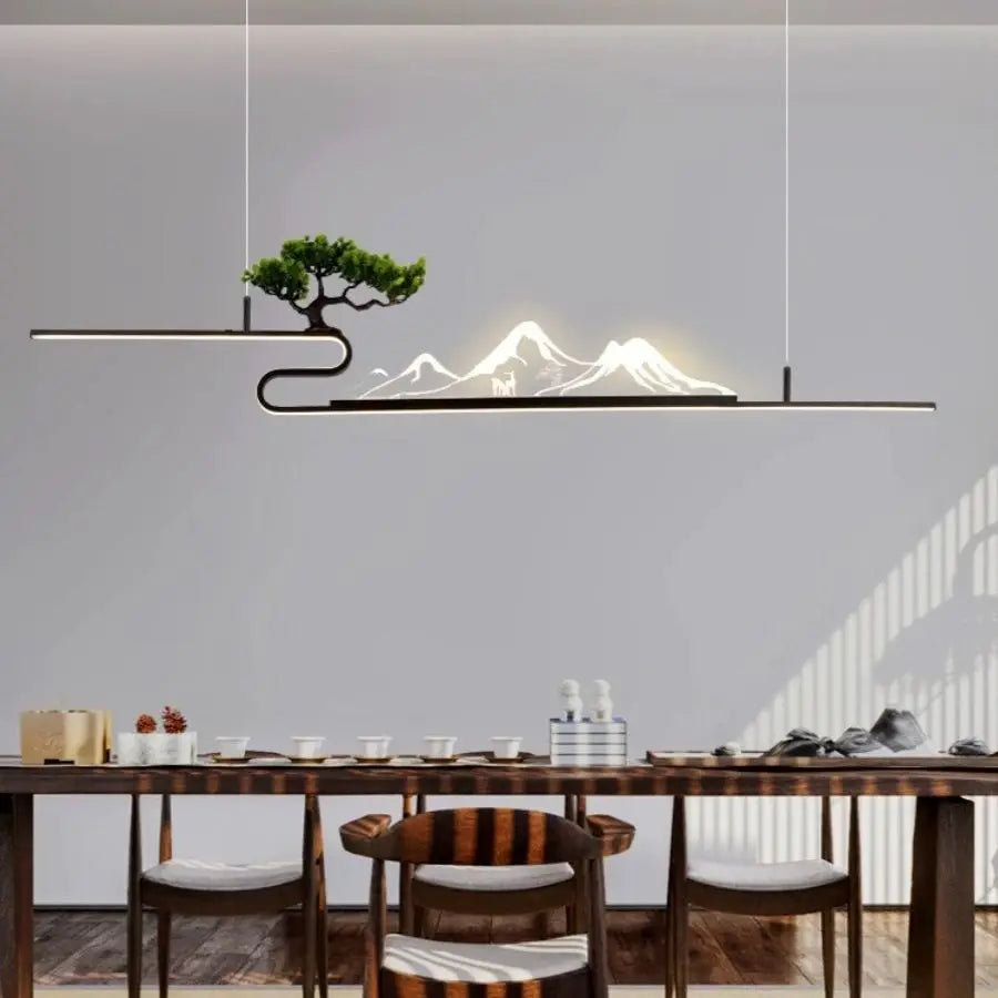 Afralia™ Acrylic Mountain Peak Pendant Lights for Chinese Living Room Study Zen Restaurant