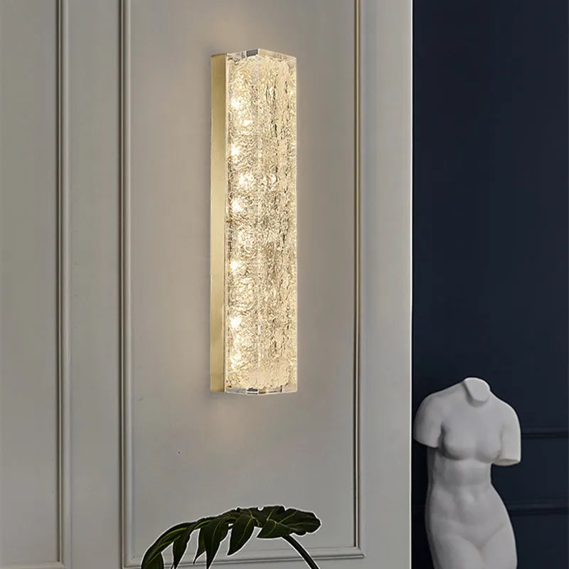 Afralia™ Copper Crystal LED Wall Lamp for Living Room, Postmodern Bedside Light
