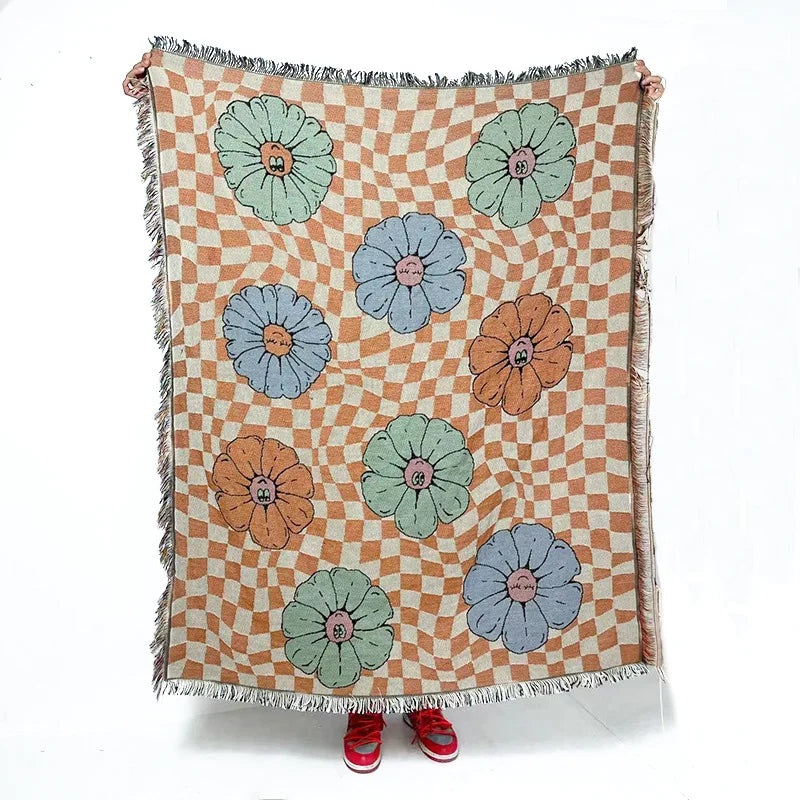 Afralia™ Nordic Boho Flower Jacquard Nap Bed Cover
