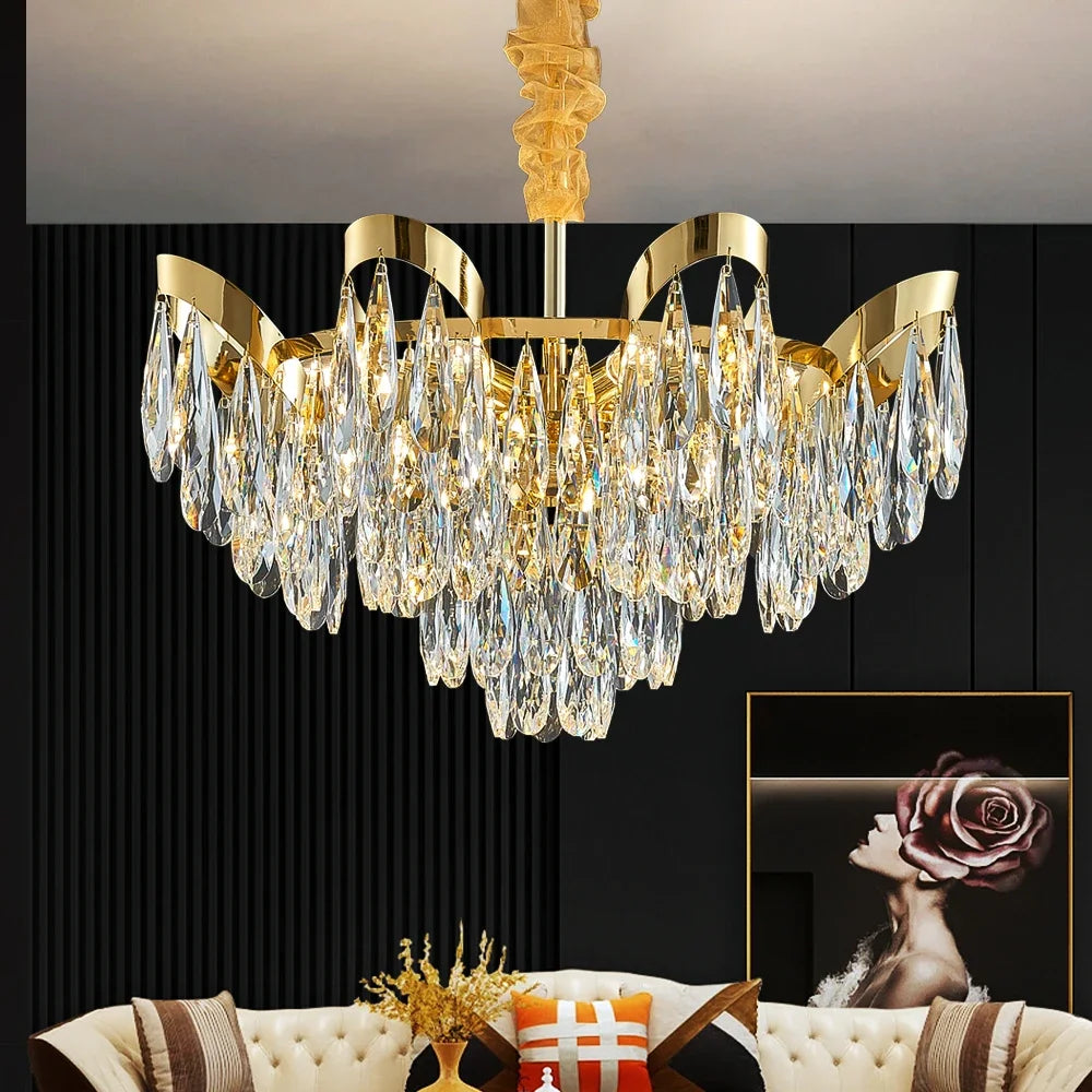 Afralia™ LED Sunflower Crystal Ceiling Chandelier - Modern Living Dining Room Hanging Light