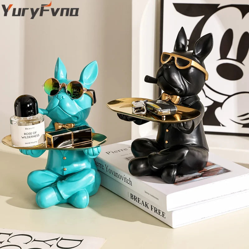 French Bulldog Afralia™ Statue | Resin Remote Control Storage Tray | Home Decor Sculpture