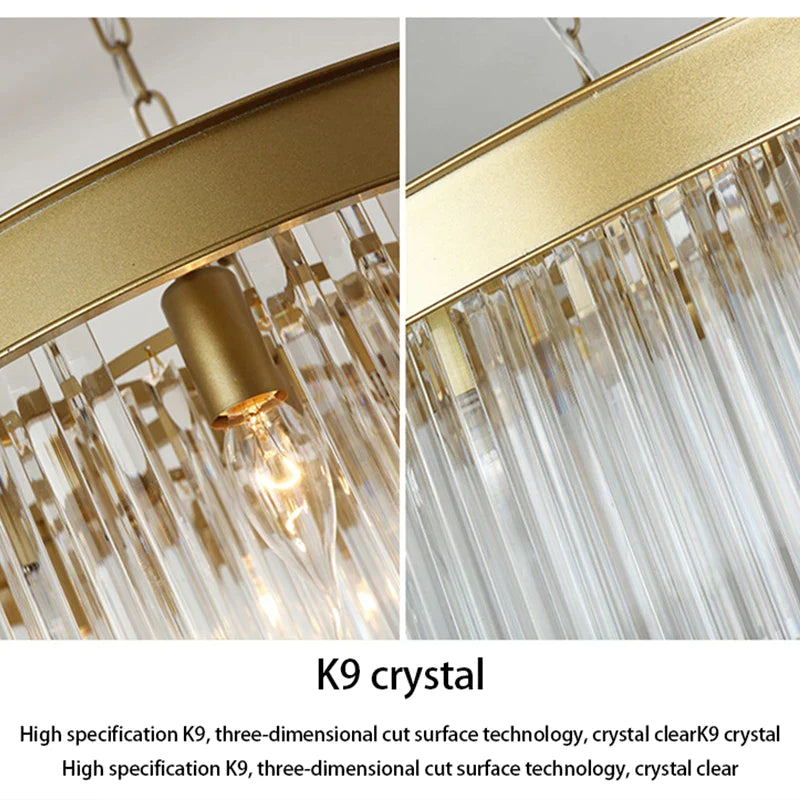 Afralia™ LED Crystal Chandeliers: Modern Luxury Gold Black Pendant Light for Home Decoration