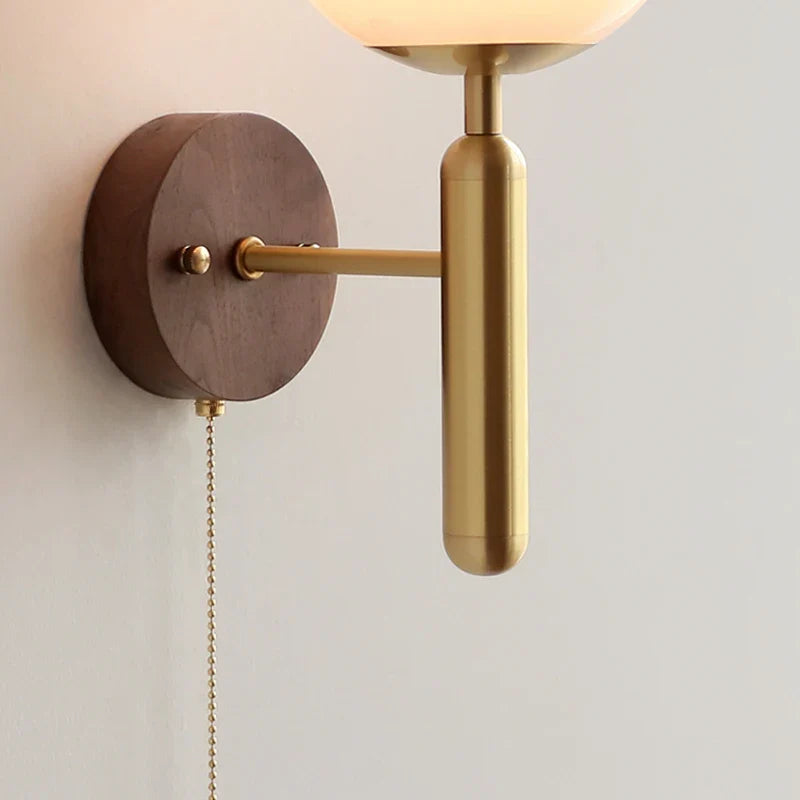 Afralia™ Nordic Moon LED Wall Lights with Walnut Wood Base, Modern Stair Light Fixtures