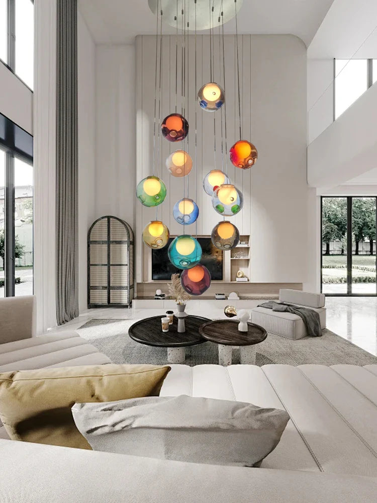 Afralia™ Glass Ball Pendant Light: Modern Handmade Boho Sputnik Fixture for Living Room & Dining Room