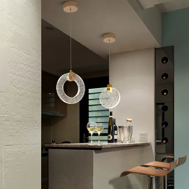 Afralia™ Crystal Pendant LED Bedside Chandelier for Minimalist Master Bedroom