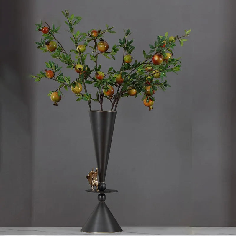 Afralia™ Bronze Flower Vase: Metal Handicrafts Geometric Art Home Decor Bottle