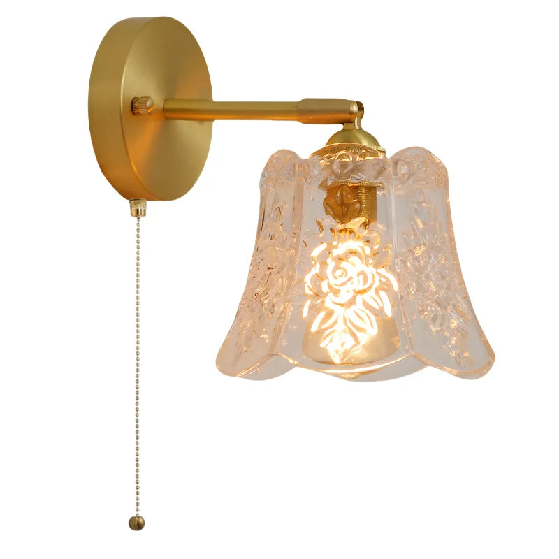 Afralia™ Bell Glass LED Wall Lamp for Living Room, Bathroom, Stair Light - Japanese Vintage Style