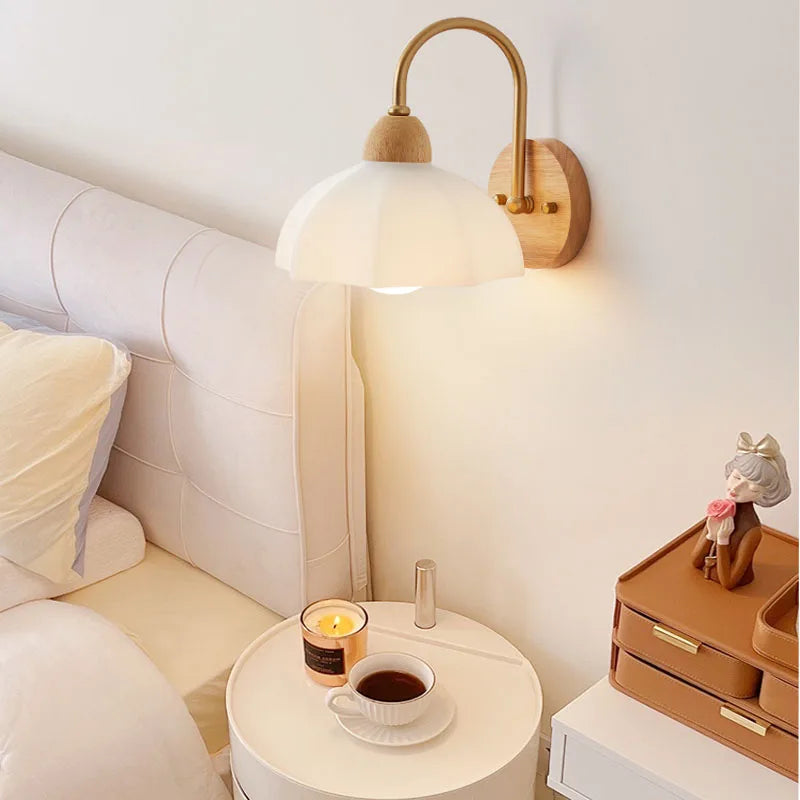 Afralia™ Wood Wall Lamp: Nordic Japanese LED Sconce for Bedroom & Living Room, Vintage Home Decor