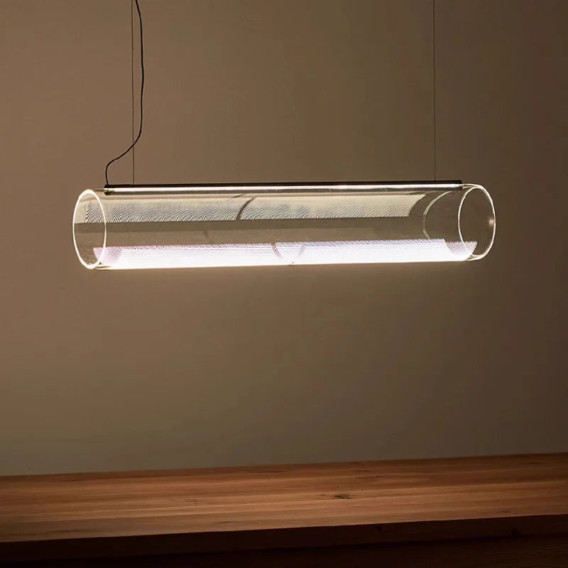 Afralia™ Clear Glass Cylinder Chandelier | Modern Indoor Suspension Light