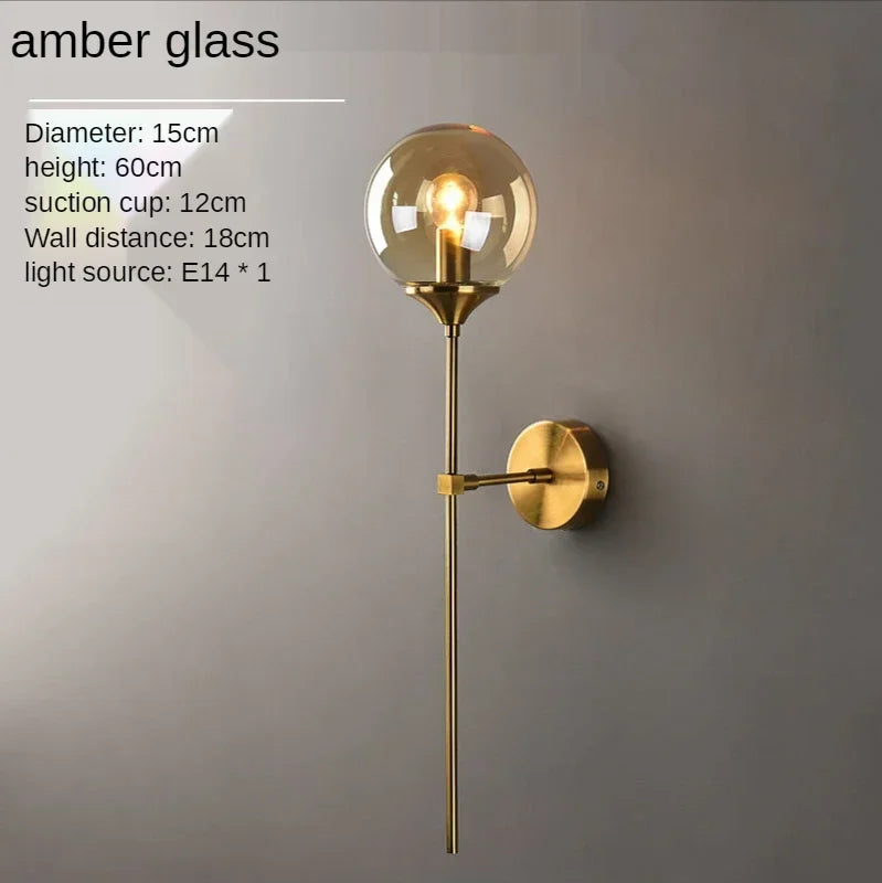 Afralia™ Glass Ball Sconce Light for Bedroom Living Room
