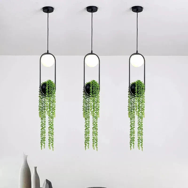 Afralia™ Nordic Plant Pendant Lights for Dining Room Home Decor - LED Hanging Flower Lamp