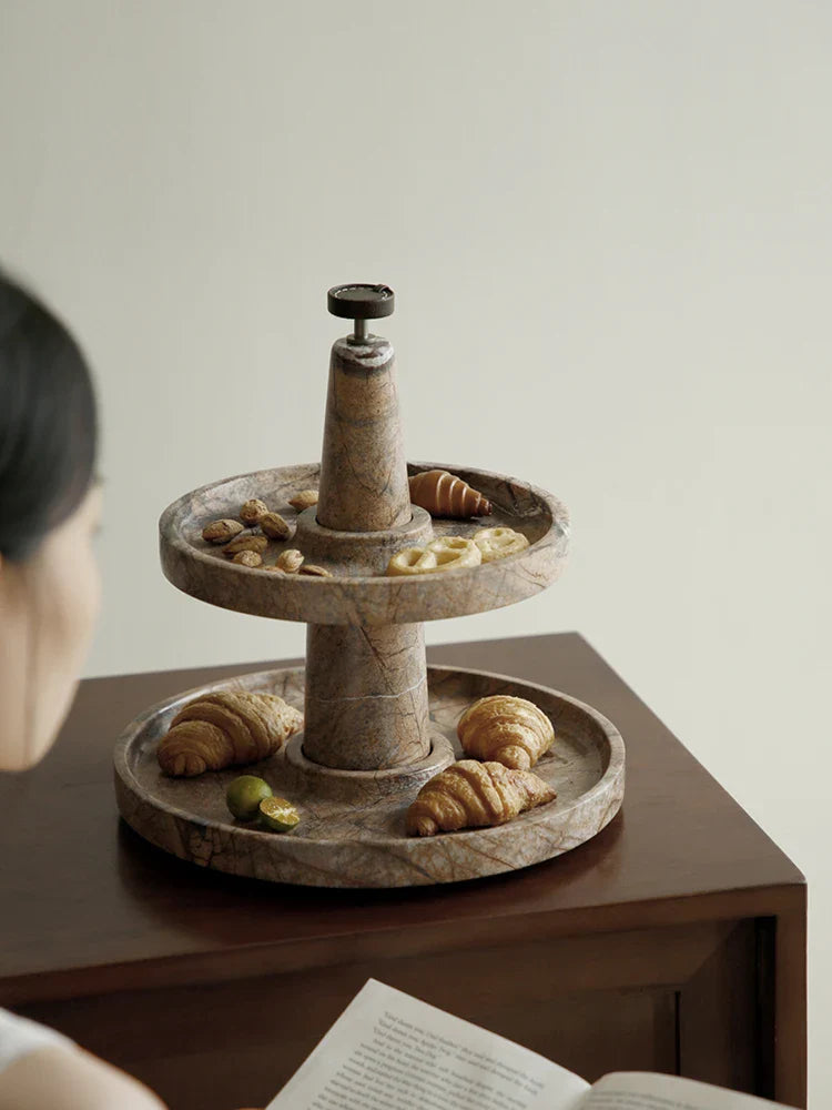 Afralia™ Marble 2 Tier Serving Tray Cupcake Stand Wedding Tea Party Dessert Stand