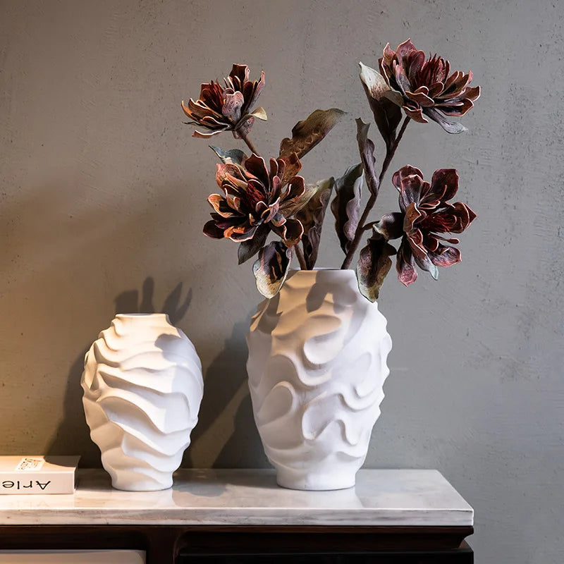 Afralia™ Geometric Spiral Ceramic Vase Flowerpot, Fruit Platter, Home Decor Accessories