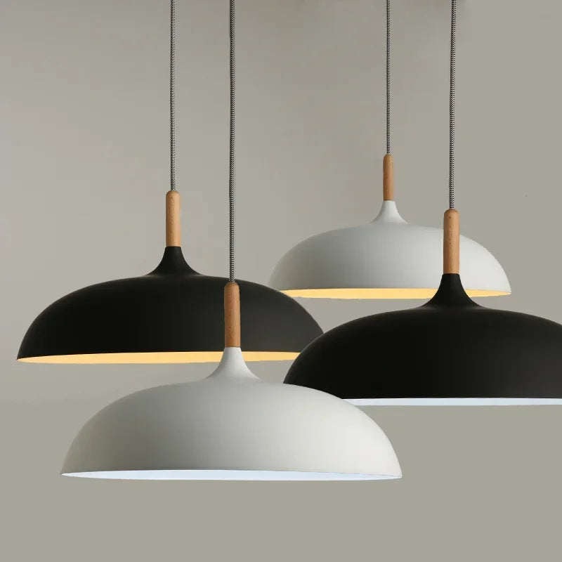 Afralia™ Minimalist Wooden & Aluminum Pendant Lamp for Living Room, Bedroom, Study & Corridor