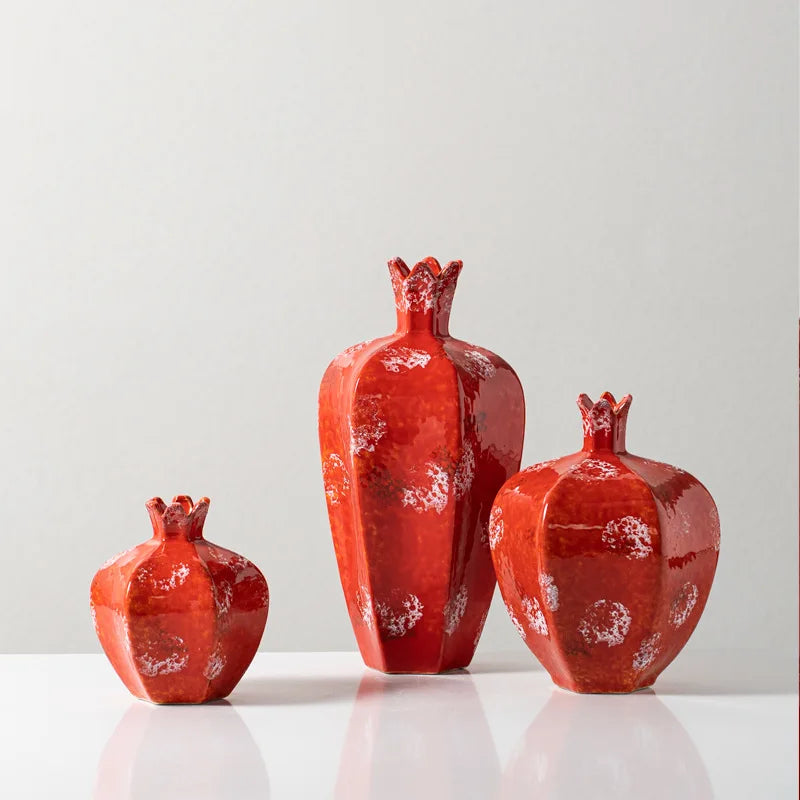 Afralia™ Handmade Pomegranate Ceramic Vase: Stylish Home Decor & Flower Arrangement Accessory