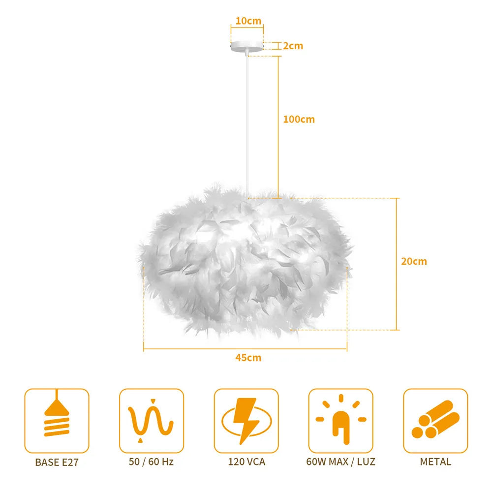 Afralia™ Feather Droplight LED Pendant Chandelier for Bedroom Study Room Decor