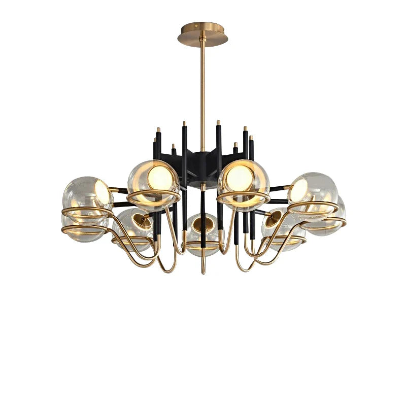 Afralia™ Modern Black Gold Glass Pendant Light Dimmable Luxury Minimalist Foyer Decor