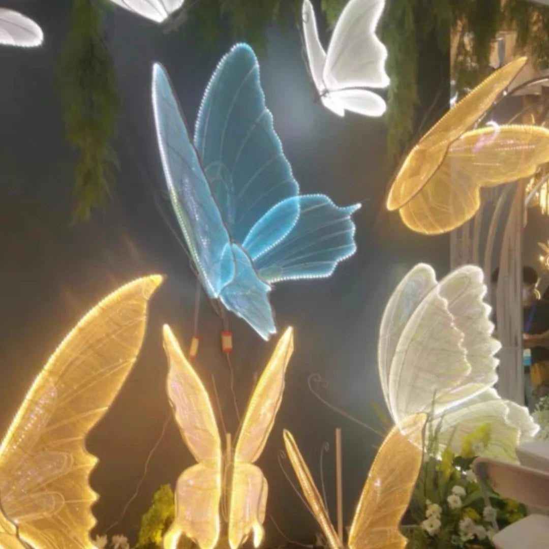 Afralia™ Blue Lace LED Butterflies Lamp for Romantic Wedding Decor