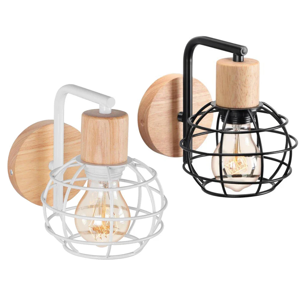 Afralia™ Industrial Wire Cage Wall Sconce E27 Rustic Retro Bedside Light Fixture