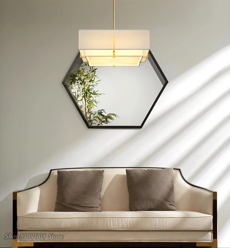 Afralia™ Chinese Cloth Art Pendant Lamp Modern Minimalist Living Room ceiling lamp.