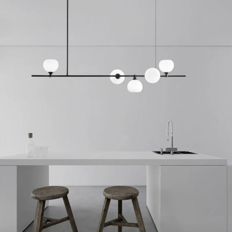Afralia™ Brass and White Glass Pendant Lamp with Adjustable Height