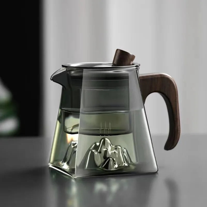 Afralia Glass Tea Pot with Infuser Herbal Flower Tea Kettle Clear Square Filter