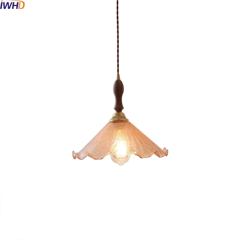 Afralia™ LED Glass Wood Pendant Lights | Modern Nordic Style Hanging Lamp for Home Décor