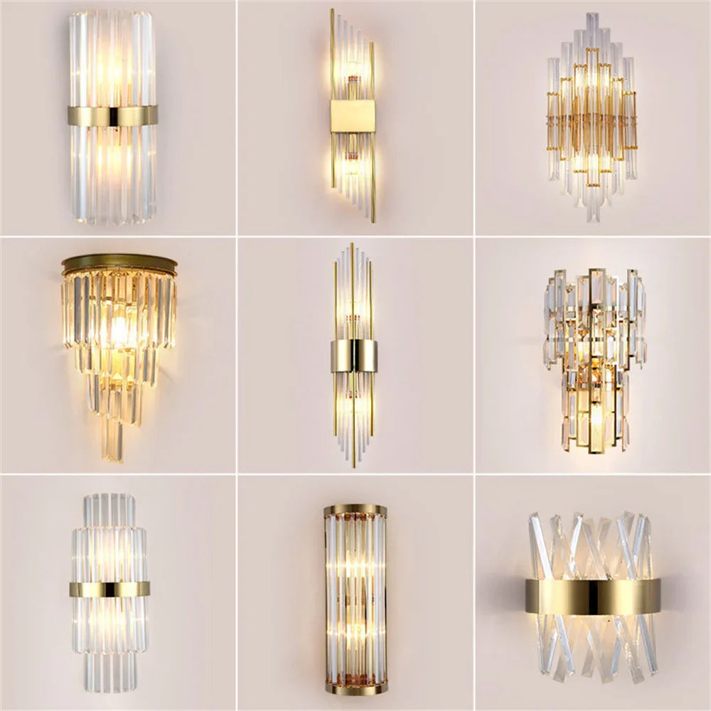 Afralia™ Crystal LED Wall Lamp Stainless Steel Sconces for Bedroom Dining Room