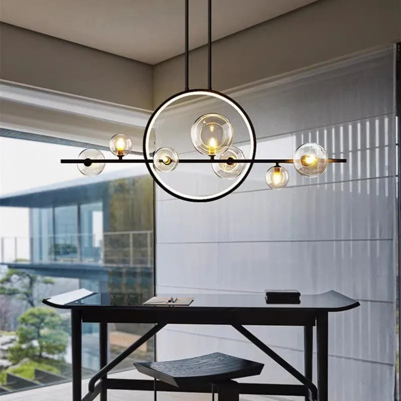 Afralia™ Bubble Glass Chandelier LED Dining Table Spherical Lighting