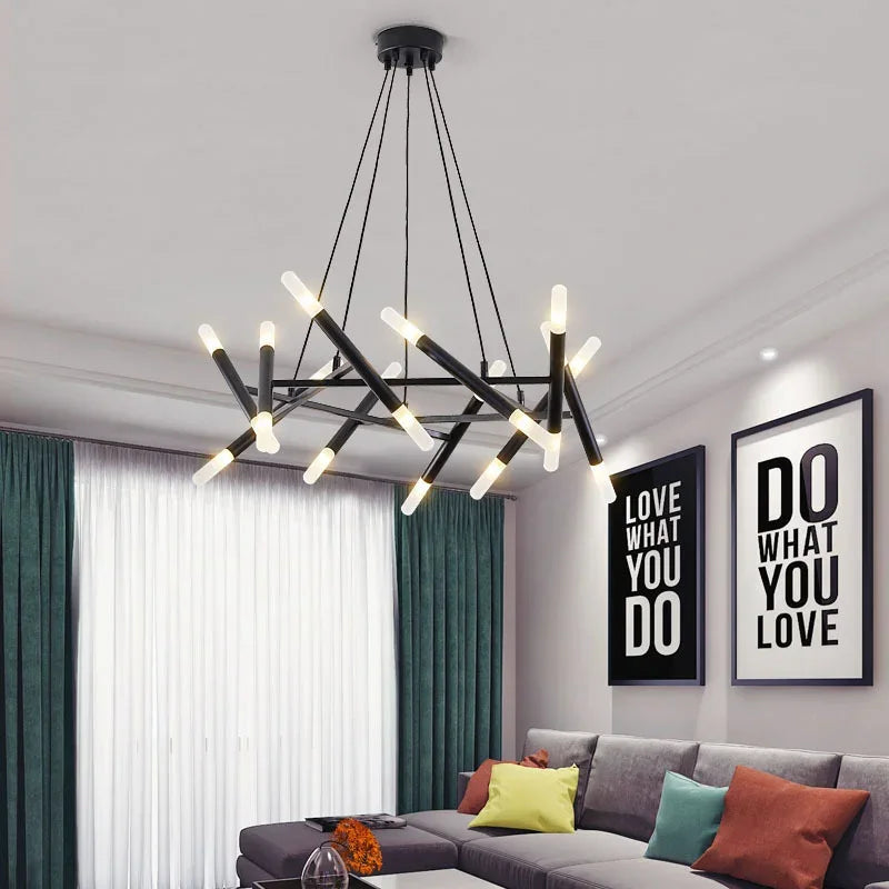 Afralia™ Modern Metal LED Pendant Chandelier Home Decor Art Fixture