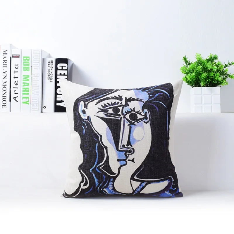 Afralia™ Picasso Painting Cotton Linen Pillowcase & Sofa Cushion Cover