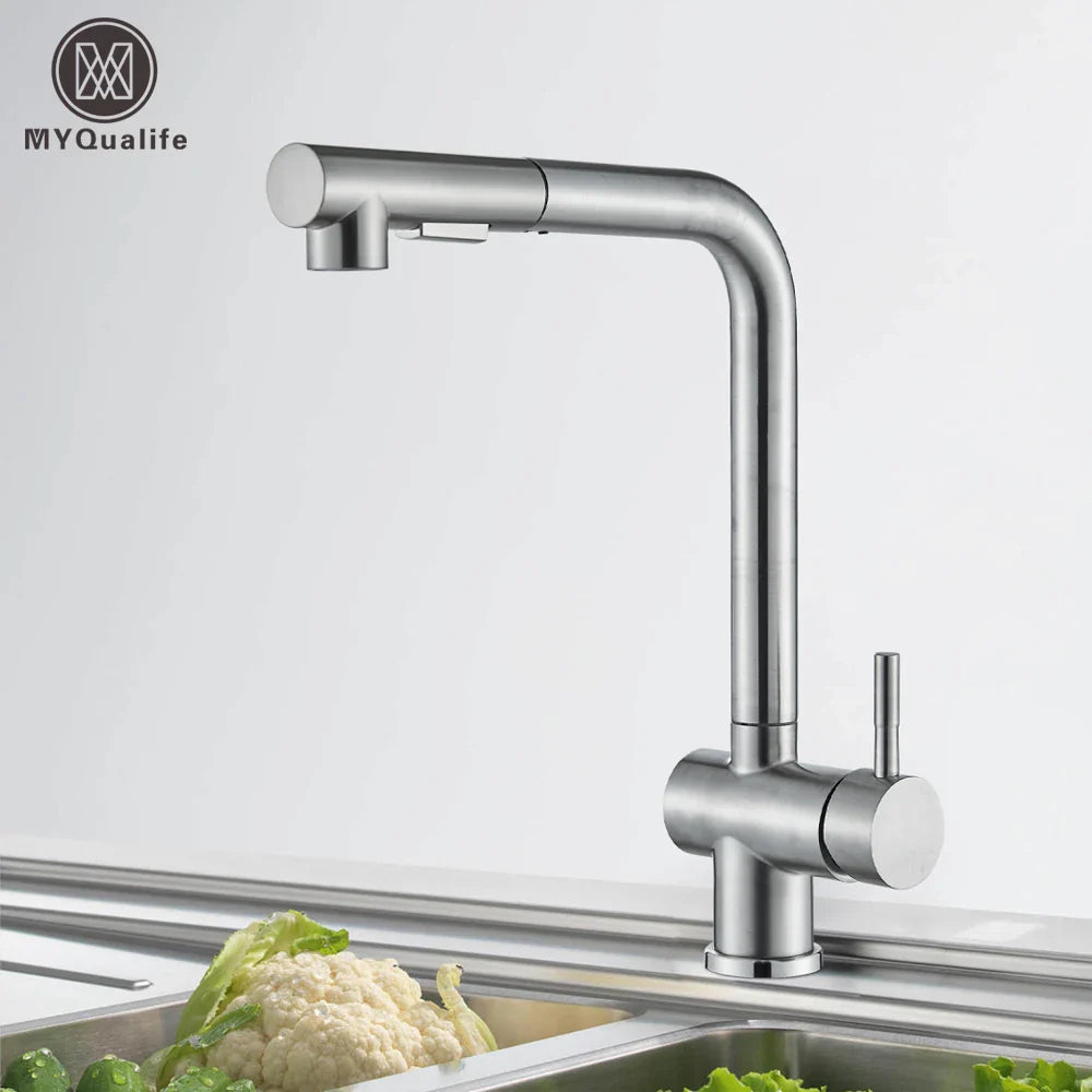 Afralia™ Brushed Nickel Kitchen Faucet with Dual Spray Nozzle