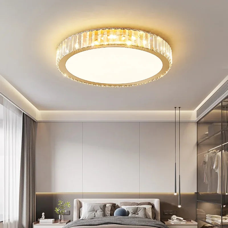 Afralia™ Luxury Crystal LED Ceiling Light for Modern Bedroom Ambiance