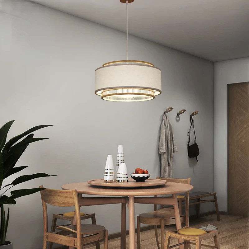 Afralia™ Japanese Bamboo Chandelier Pendant Light for Living Dining Bedroom - Quiet Style Icon