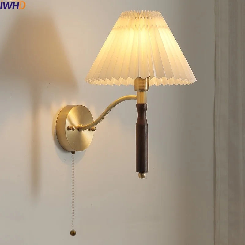 Afralia™ Copper LED Wall Sconce Pull Chain Switch Stair Light Fixtures