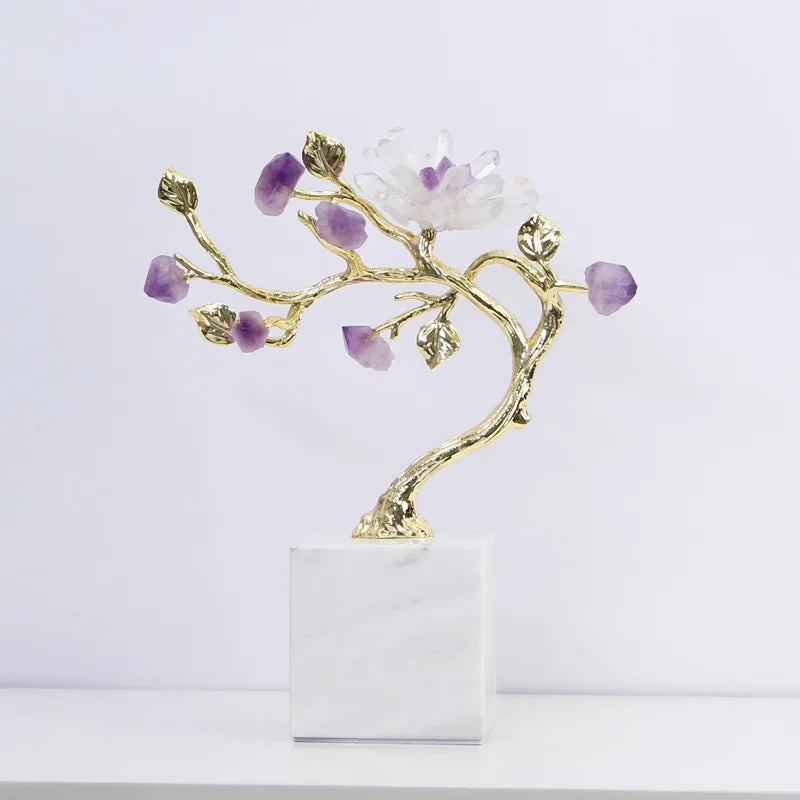 Amethyst Crystal Tree: Elegant Home Decor by Afralia™ - Sculpted Flower Figurine & Metal Accents