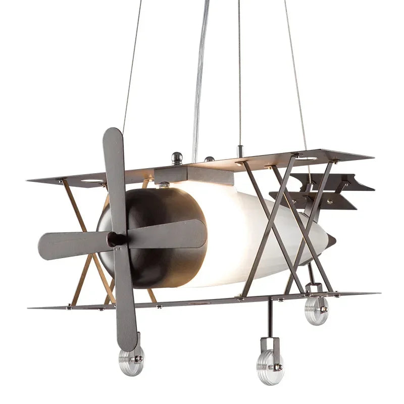 Afralia™ Retro Airplane Chandelier: Kids Bedroom LED Lamp for Bar & Cafe.