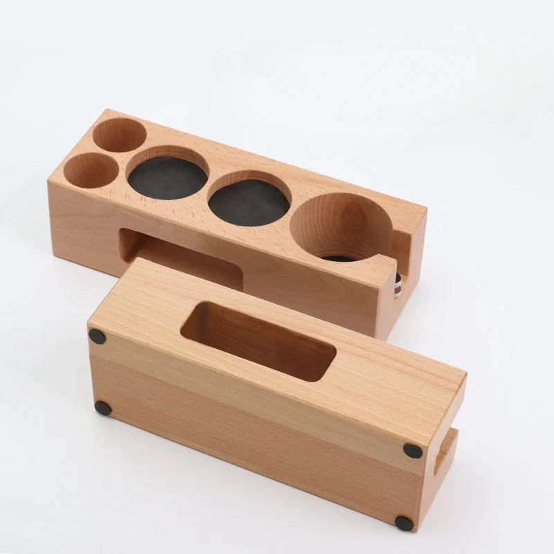 Afralia™ Wood Coffee Tamper Mat Stand Barista Cafe 58mm Tamp Station for Bar