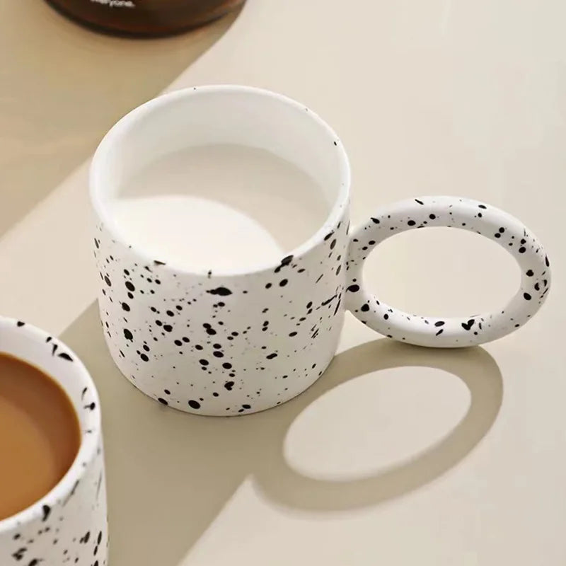 Nordic Ceramic Dotted Mug with Handle by Afralia™ for Couple Gifts & Minimalist Vibes.