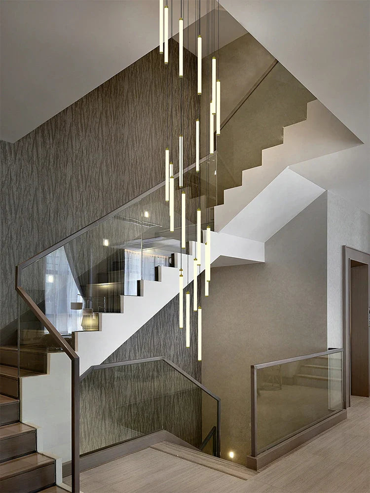 Afralia™ LED Staircase Chandelier for Home Hotel Hall Lighting