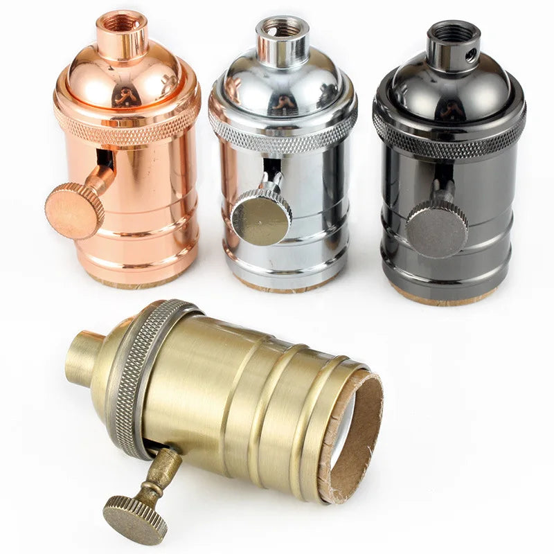 Afralia™ Copper DIY Lamp Base with Switch, Edison Vintage Lighting Socket.