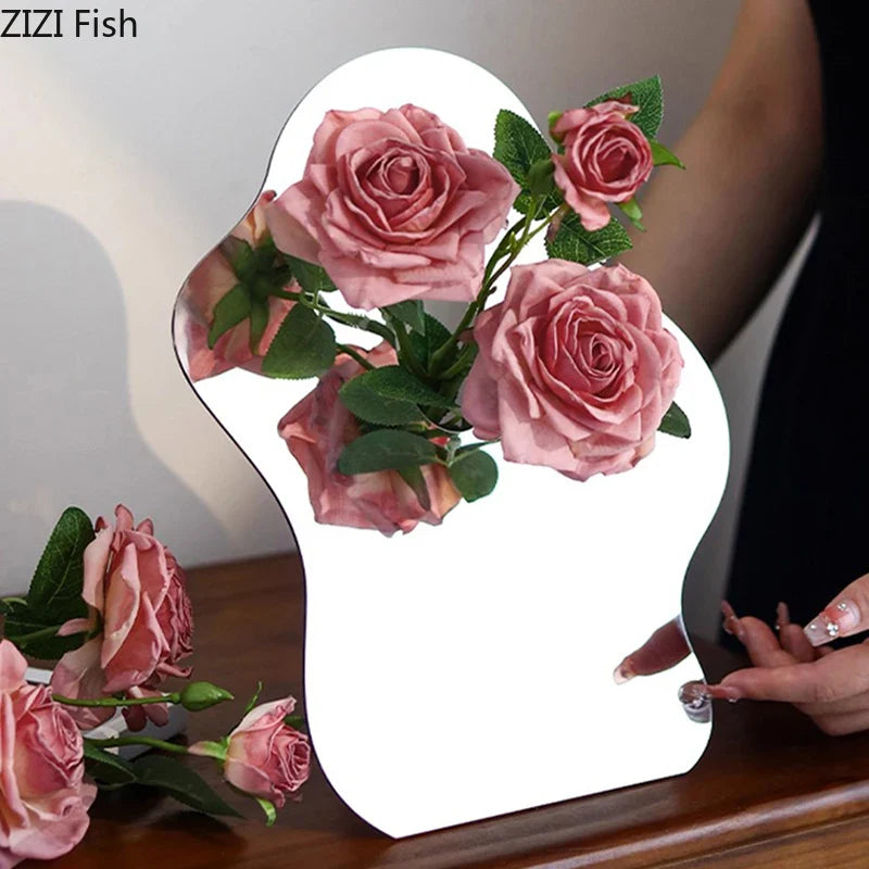 Afralia™ Modern Acrylic Mirror Vase with Artificial Flowers for Home Decor