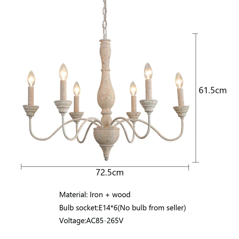 Afralia™ French Vintage Wooden Chandelier for Living Room Dining Bedroom