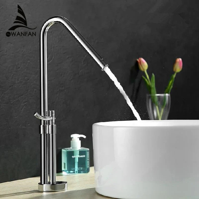 Afralia™ Silve Basin Faucet: Modern Brass Bathroom Mixer Tap with Single Handle