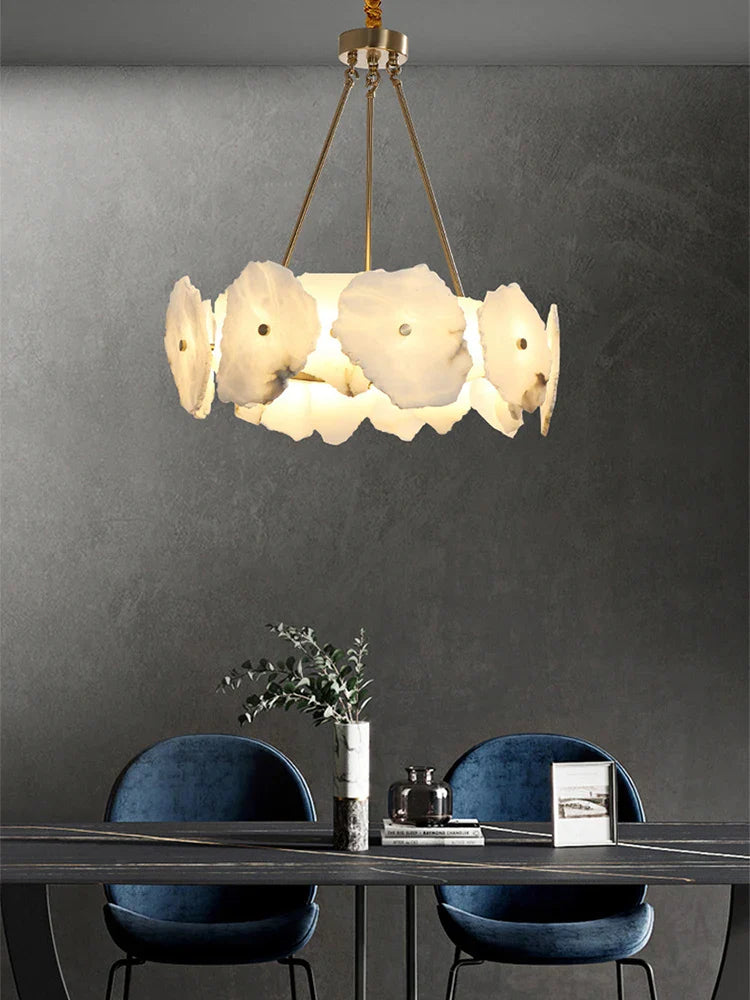 Afralia™ White Marble Copper Pendant Light Modern Chandelier for Dining Room
