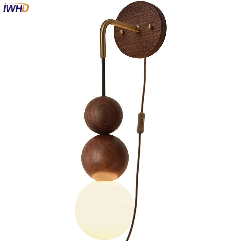 Afralia™ Glass and Wood Adjustable Wall Light for Living Room and Bedroom