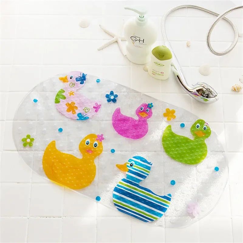 Afralia™ Kids PVC Bathroom Mat with Suction Cups and Drainage in 12 Colors