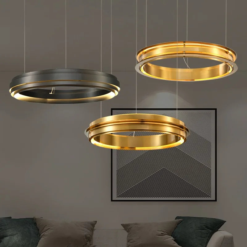 Afralia™ Gold Ring Chandelier: Modern Italian Design for Stylish Living Spaces