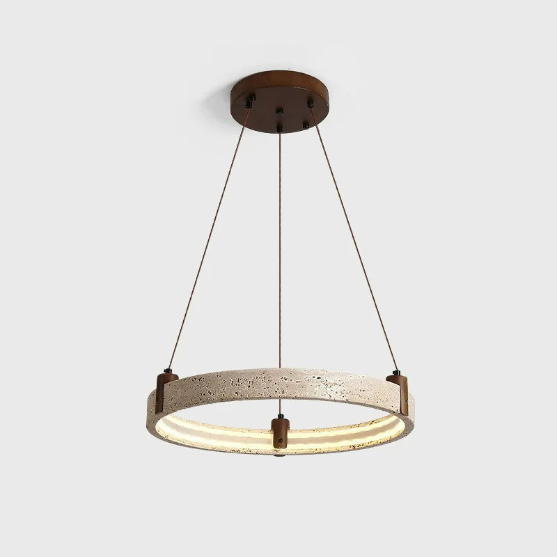 Afralia™ Natural Stone Circle Chandelier: Minimalist LED Dining Room Ceiling Light