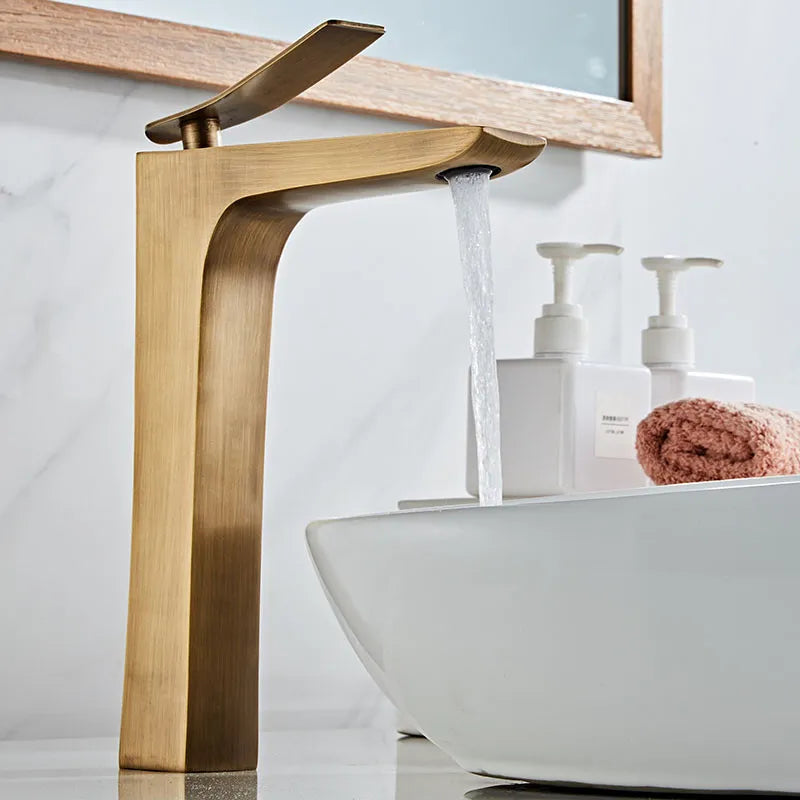 Afralia™ Bronze Basin Faucet: Hot & Cold Deck Mounted Bathroom Sink Mixer Tap
